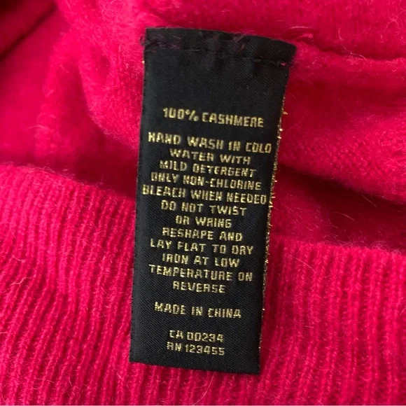 Cashmere Sweater Fushia Pink Sz Small Hudson’s Bay Crew Neck Quiet Luxury Soft - Picture 9 of 11